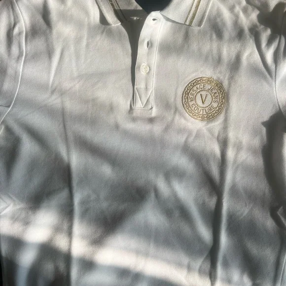Versace White Polo Shirt with Embroidered Emblem - Picture 1 of 3